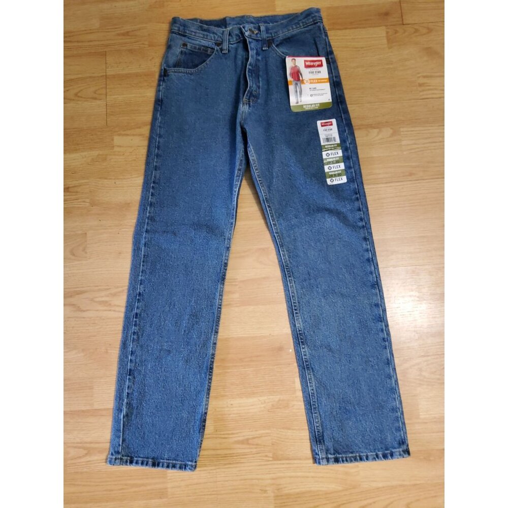 New Wrangler 5-Star Mens Five Star Flex Regular Fit Jeans Size 29x30 Blue Denim